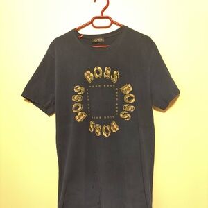 Hugo Boss Navy Blue and Gold Short Sleeve Tee